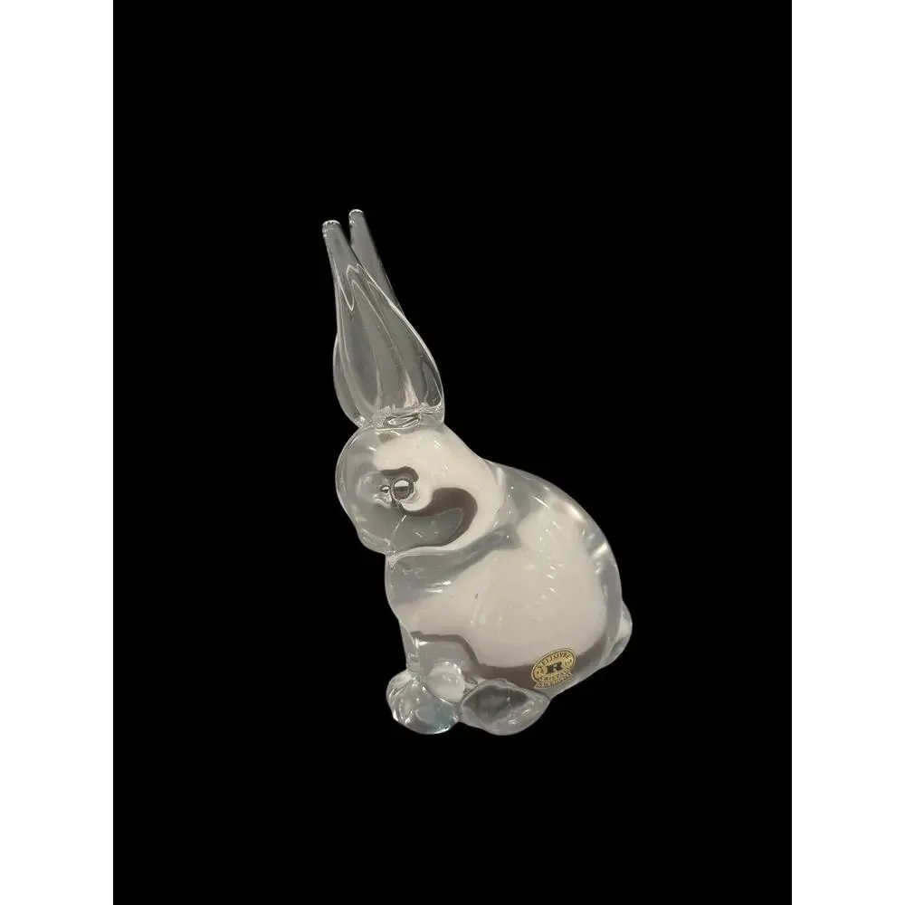 Reijmyre Sweden Crystal Long Ear Bunny Rabbit w/ Label Paperweight